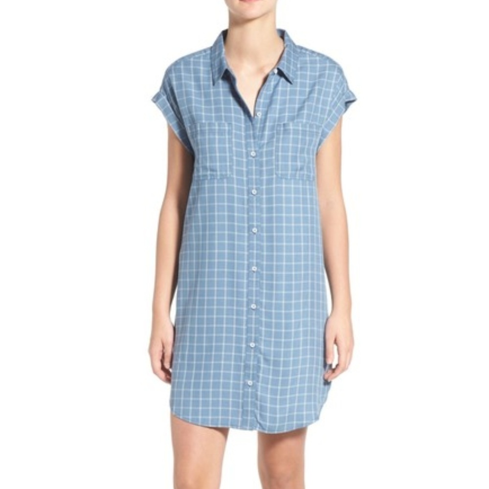 Treasure and Bond Shortsleeved Flannel Shirt Dress